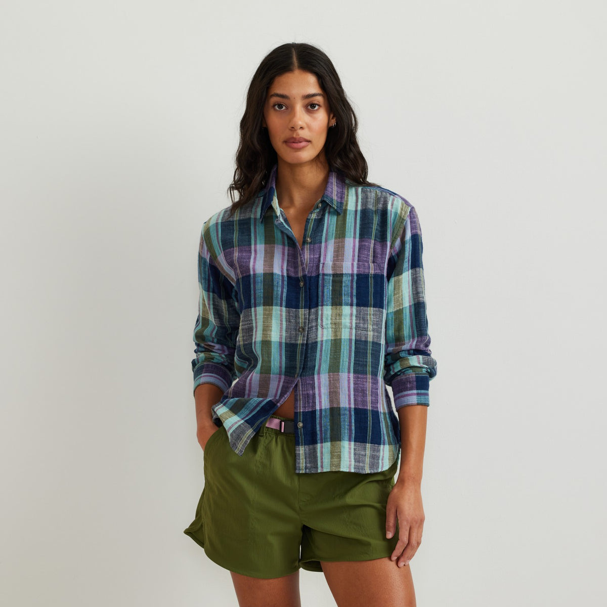 Women's Woven Plaid Cotton Slub LS | Eddie Bauer