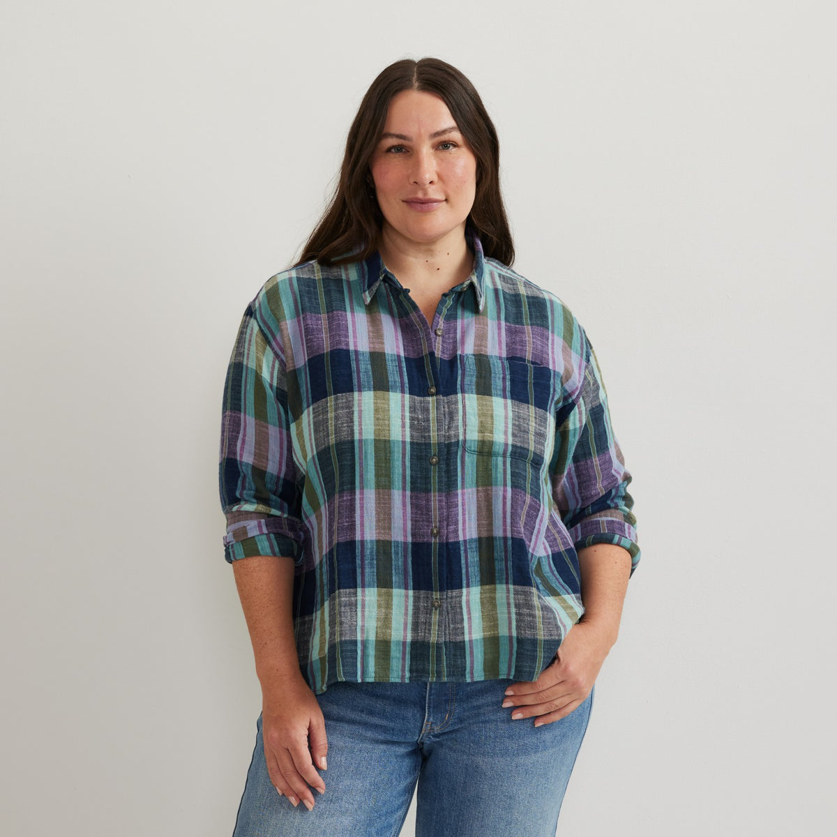 Women's Woven Plaid Cotton Slub LS | Eddie Bauer