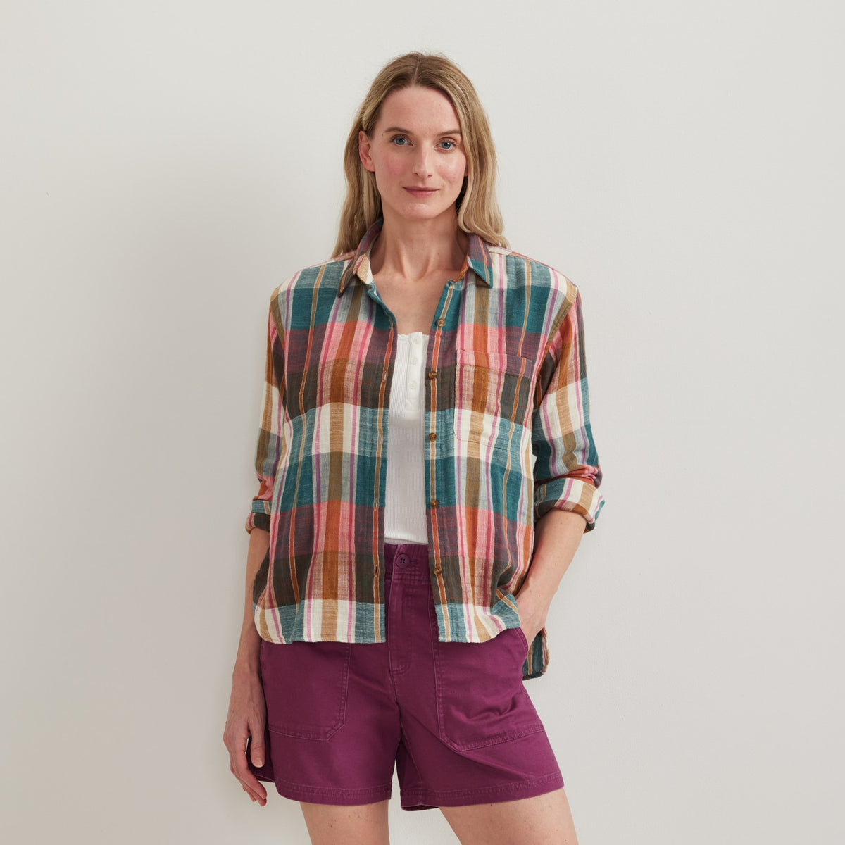 Women's Woven Plaid Cotton Slub LS | Eddie Bauer