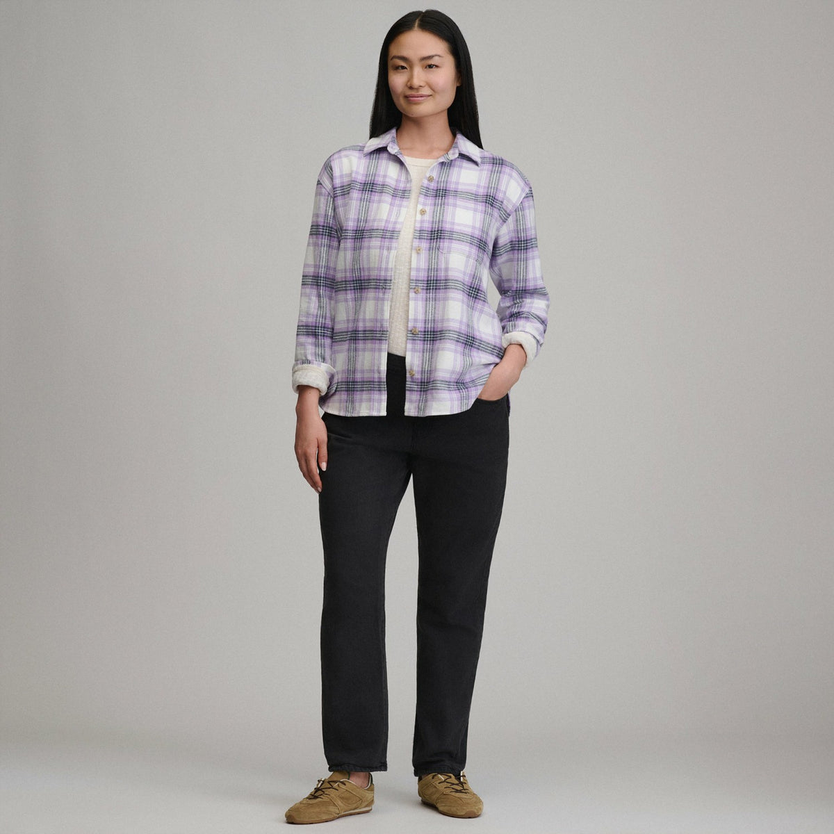 Women's Long-Sleeve Heritage Soft Boyfriend Flannel Shirt | Eddie Bauer