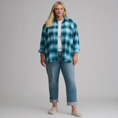 Women's Long-Sleeve Heritage Soft Boyfriend Flannel Shirt | Eddie Bauer