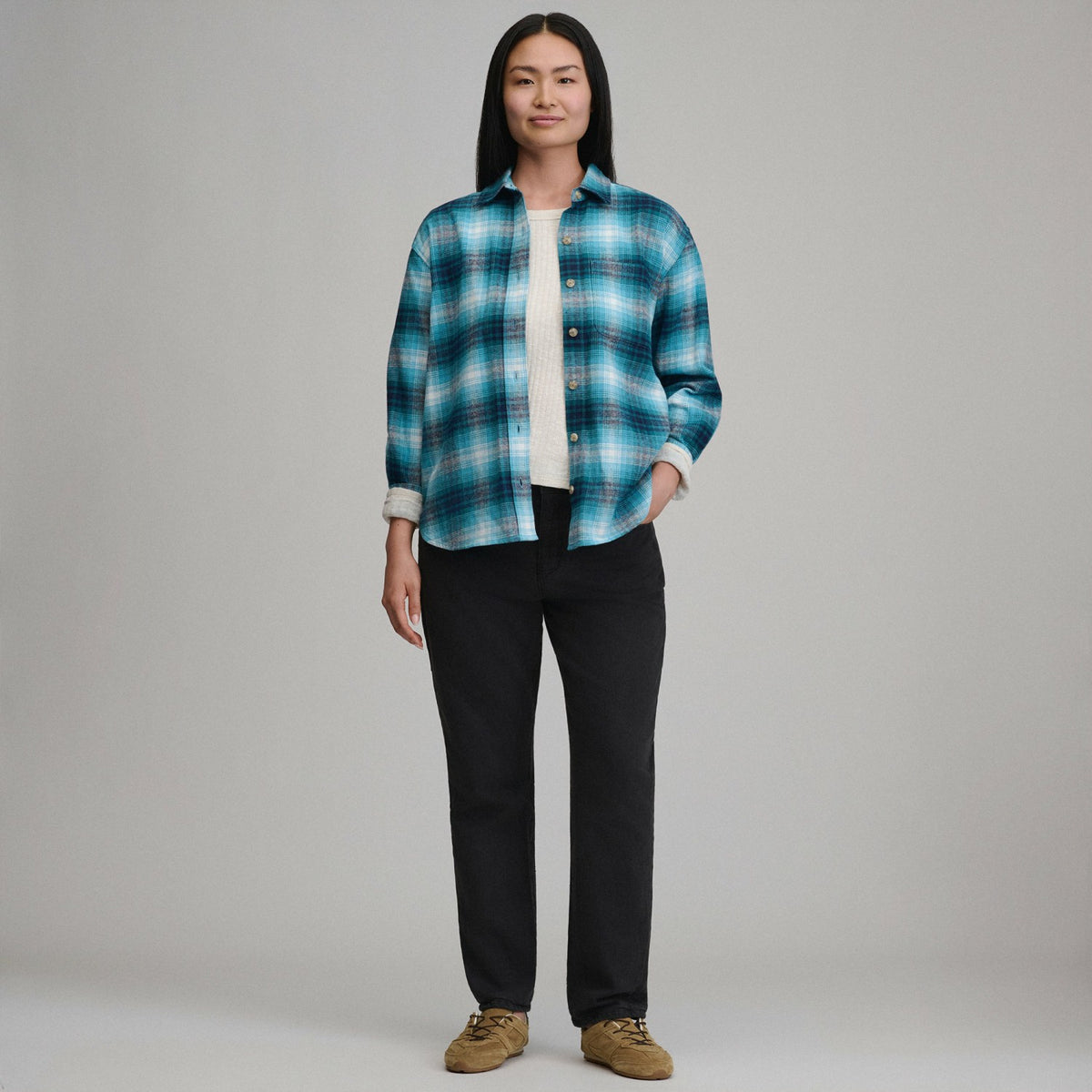 Women's Long-Sleeve Heritage Soft Boyfriend Flannel Shirt | Eddie Bauer