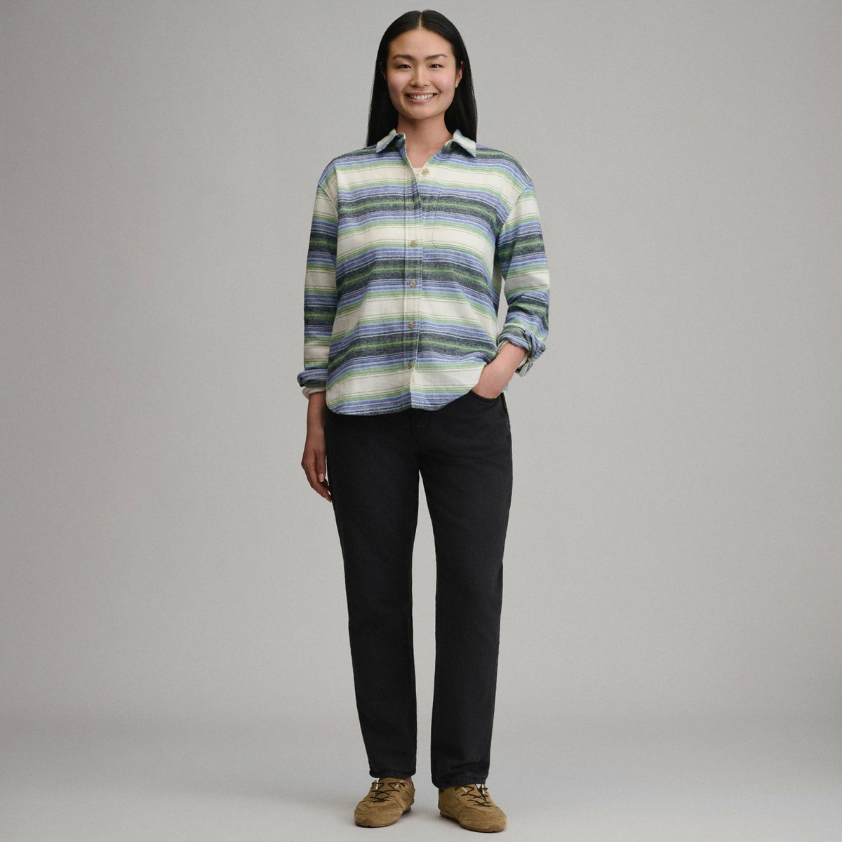 Women's Long-Sleeve Heritage Soft Boyfriend Flannel Shirt | Eddie Bauer