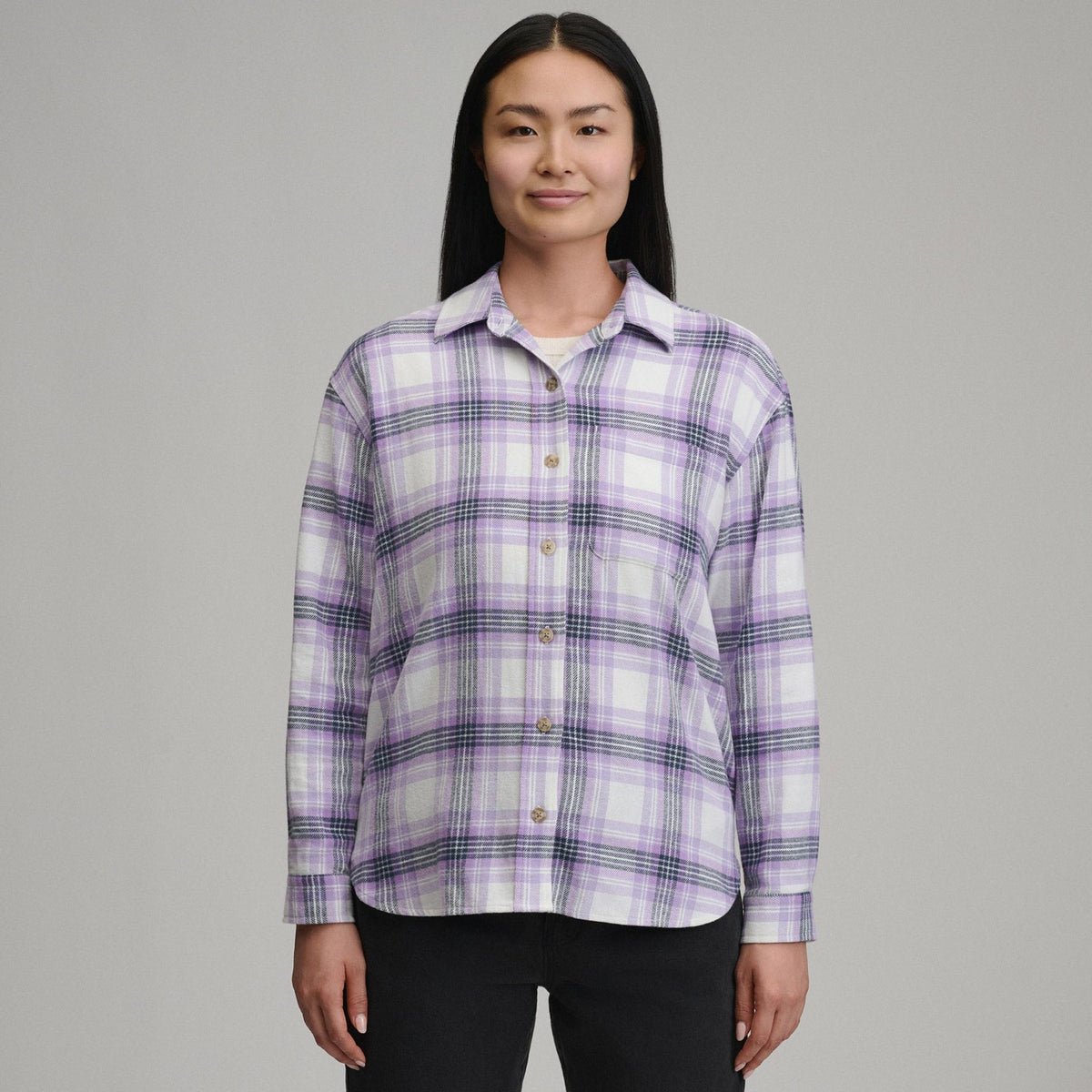 Women's Long-Sleeve Heritage Soft Boyfriend Flannel Shirt | Eddie Bauer