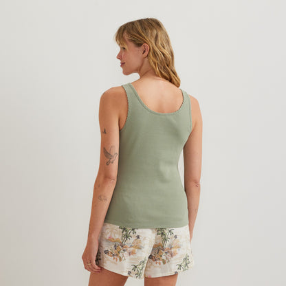 Women's Rib Henley Tank | Eddie Bauer