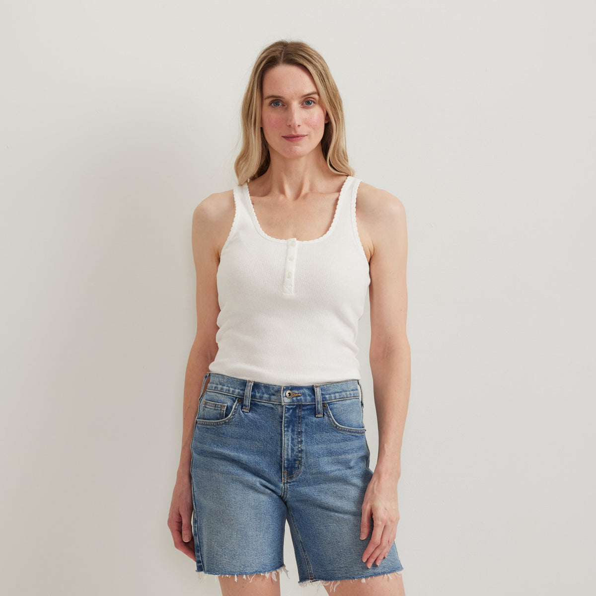 Women's Rib Henley Tank | Eddie Bauer