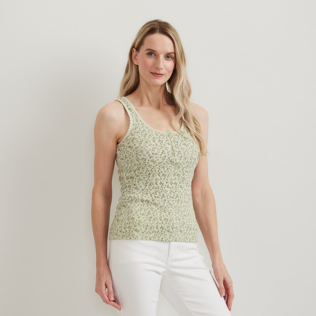 Women's Rib Henley Tank | Eddie Bauer