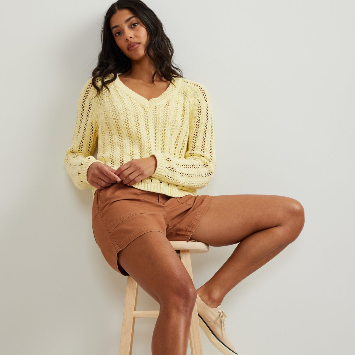 Women's Pointelle LS Pullover | Eddie Bauer