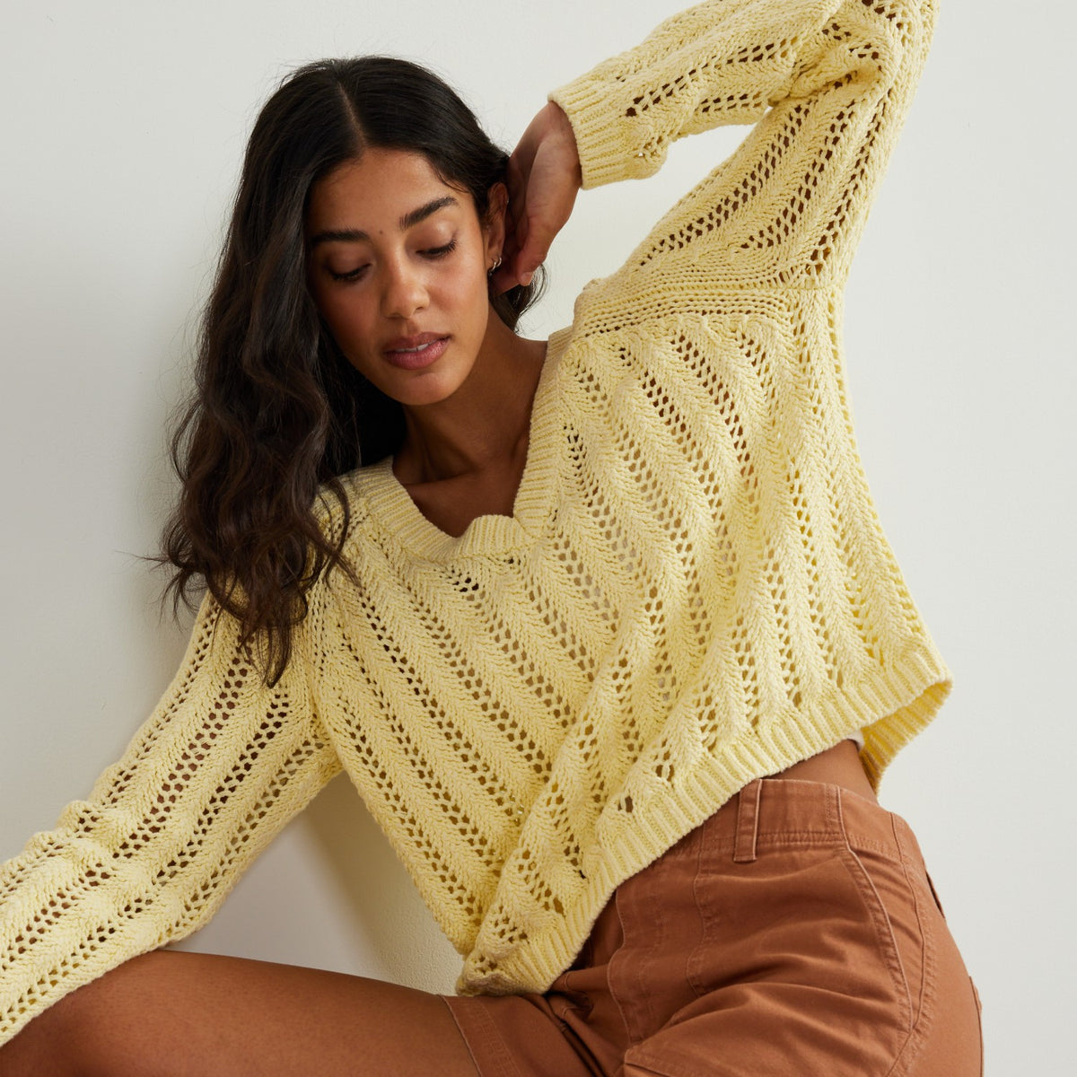 Women's Pointelle LS Pullover | Eddie Bauer