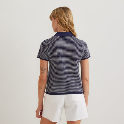 Women's Textured Microstripe SS Sweate | Eddie Bauer