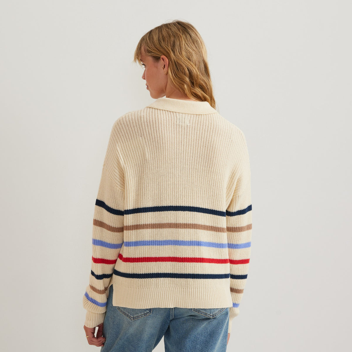 Women's Johnny Collar Multi Stripe Swe | Eddie Bauer