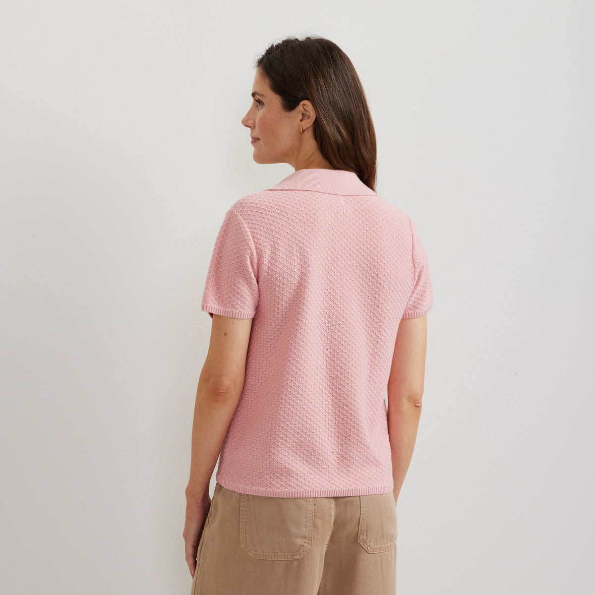 Women's Diamond Stitch SS Sweater Po | Eddie Bauer