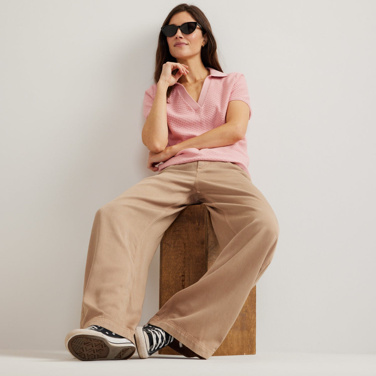 Women's Diamond Stitch SS Sweater Po | Eddie Bauer