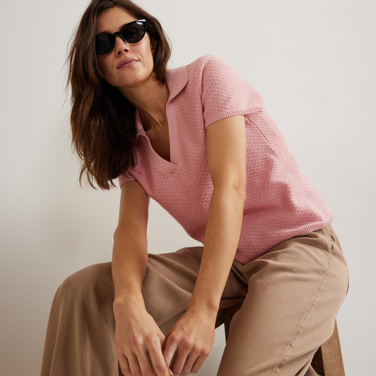 Women's Diamond Stitch SS Sweater Po | Eddie Bauer
