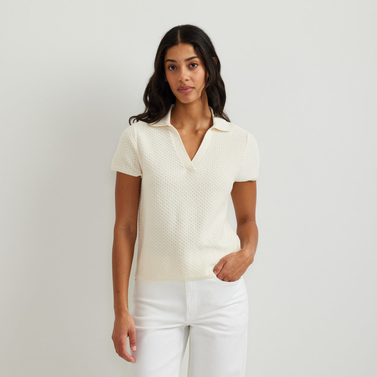 Women's Diamond Stitch SS Sweater Po | Eddie Bauer