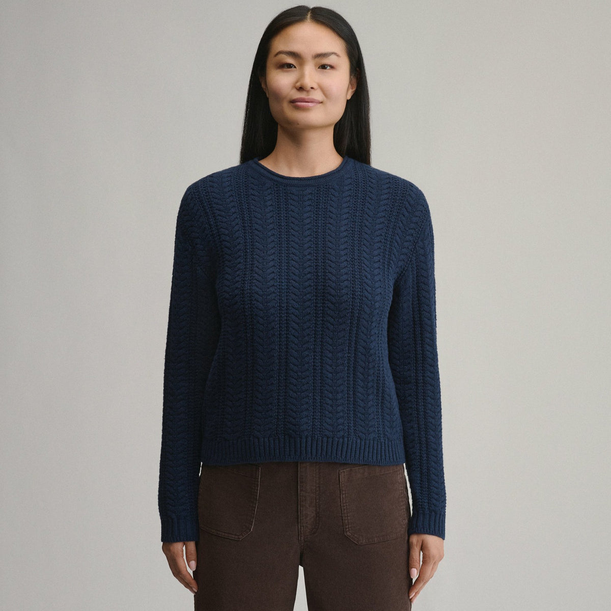 Women's Cotton Cable Crew Sweater | Eddie Bauer