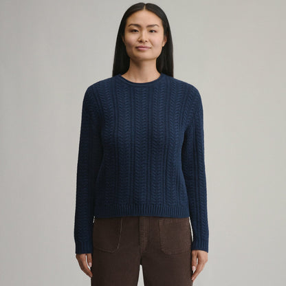 Women's Cotton Cable Crew Sweater | Eddie Bauer