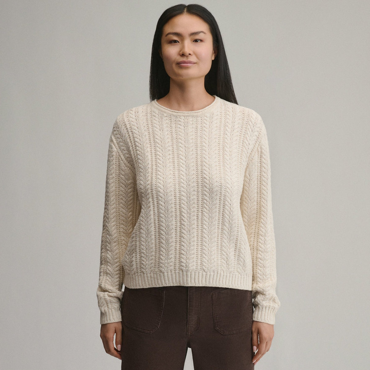 Women's Cotton Cable Crew Sweater | Eddie Bauer