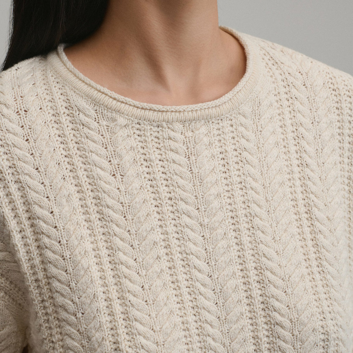 Women's Cotton Cable Crew Sweater | Eddie Bauer