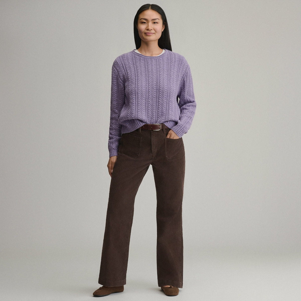 Women's Cotton Cable Crew Sweater | Eddie Bauer
