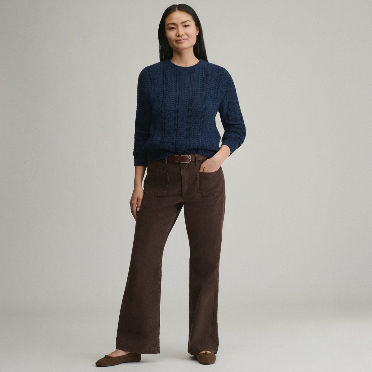 Women's Cotton Cable Crew Sweater | Eddie Bauer