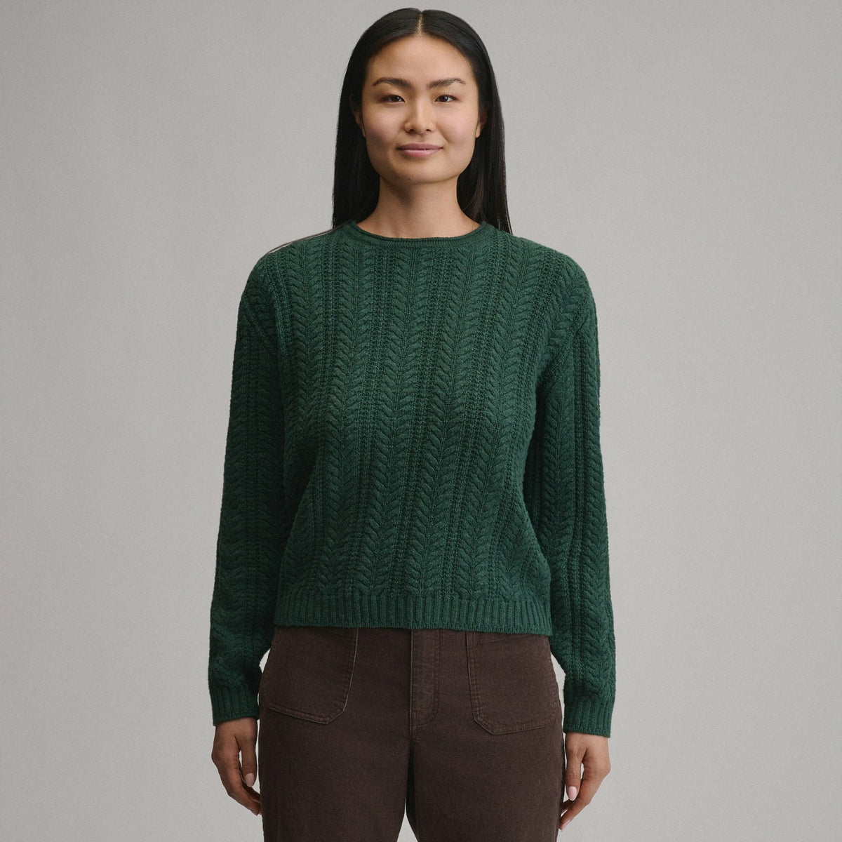 Women's Cotton Cable Crew Sweater | Eddie Bauer