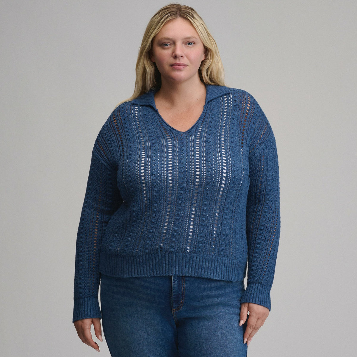 Women's Long-Sleeve Slub Johnny Collar Sweater | Eddie Bauer