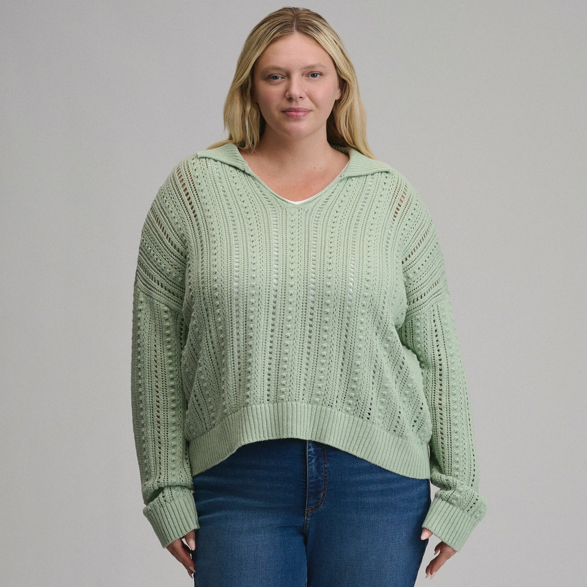 Women's Long-Sleeve Slub Johnny Collar Sweater | Eddie Bauer
