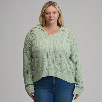 Women's Long-Sleeve Slub Johnny Collar Sweater | Eddie Bauer