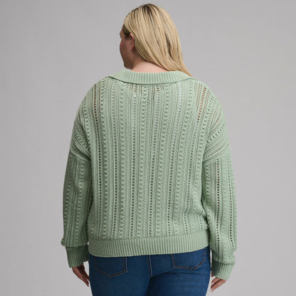 Women's Long-Sleeve Slub Johnny Collar Sweater | Eddie Bauer
