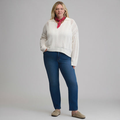 Women's Long-Sleeve Slub Johnny Collar Sweater | Eddie Bauer