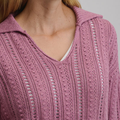 Women's Long-Sleeve Slub Johnny Collar Sweater | Eddie Bauer
