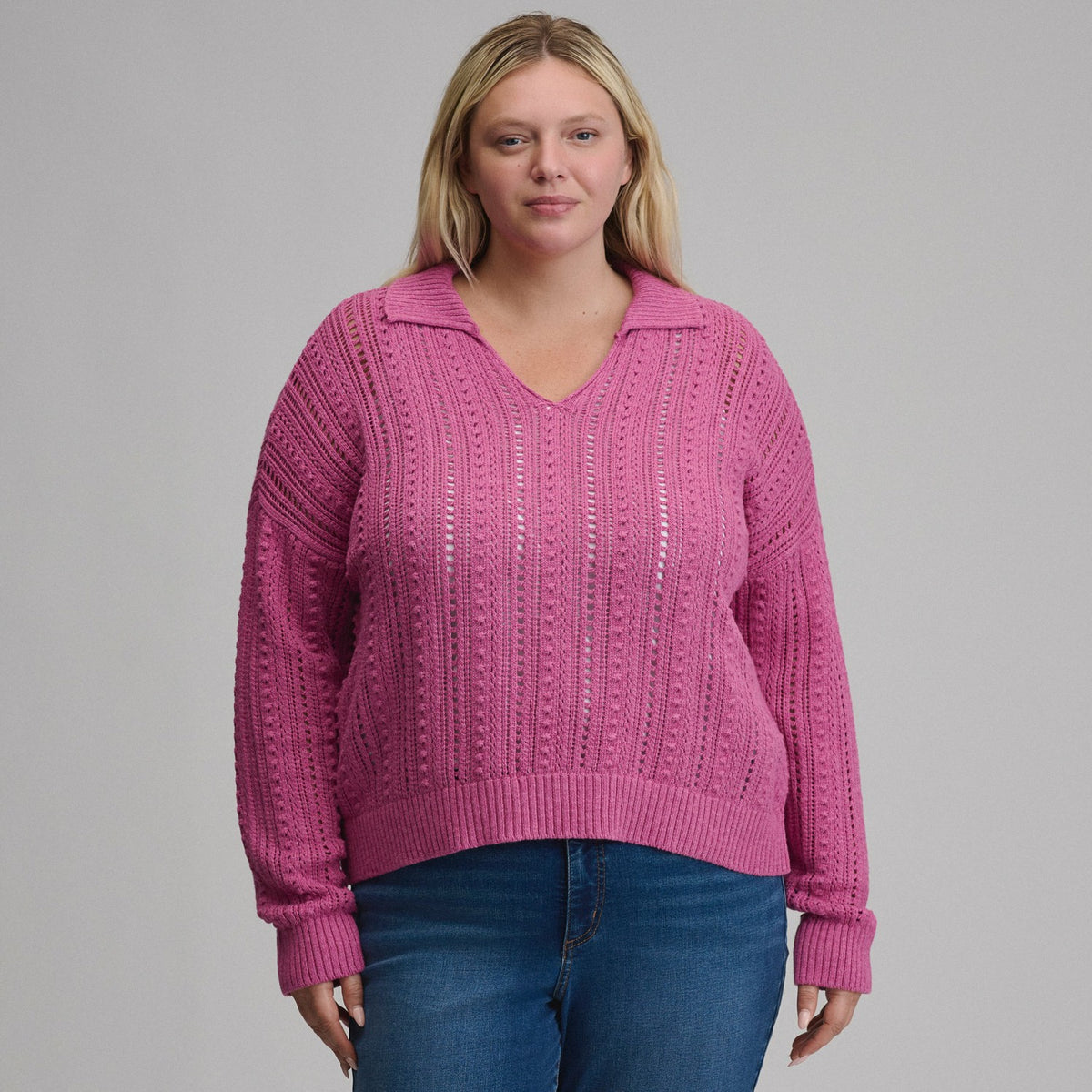 Women's Long-Sleeve Slub Johnny Collar Sweater | Eddie Bauer