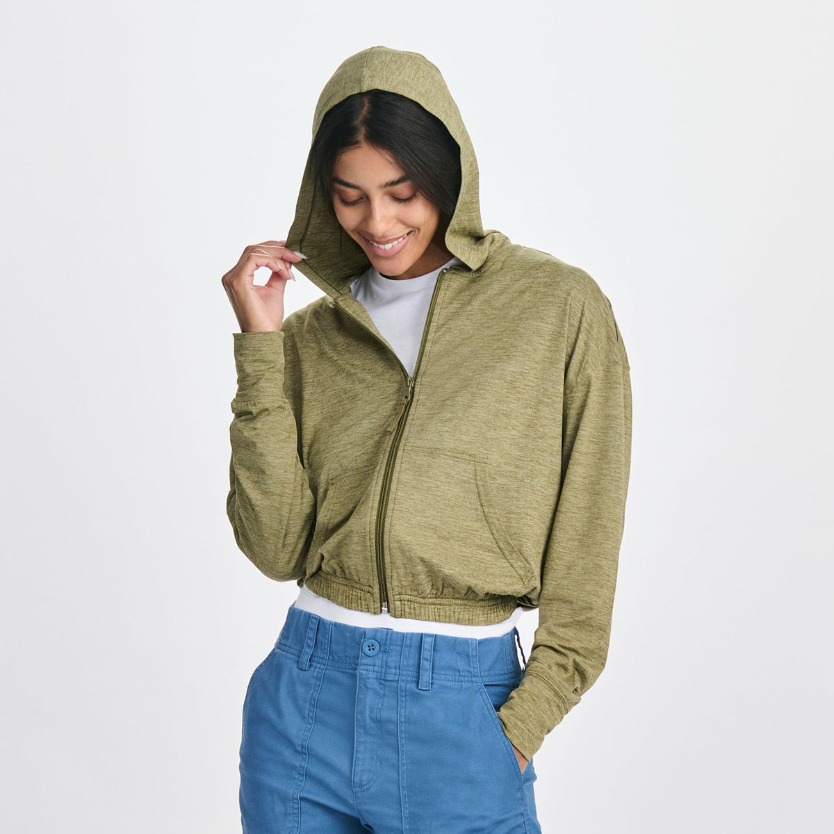 Women's Sightseer Knit Full-Zip Cropped Hoo | Eddie Bauer