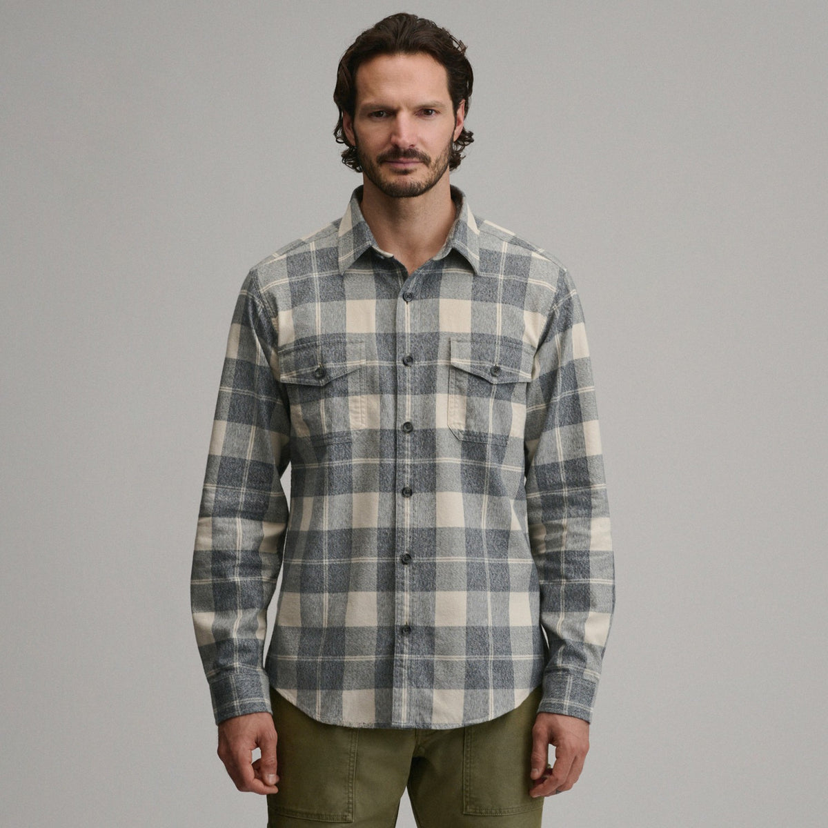 Men's Long-Sleeve Eddie's Cabin Shirt - Jaspe Flannel | Eddie Bauer