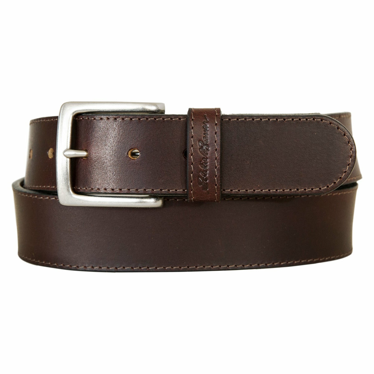 Men's Rugged Leather Belt with Stretch Tab and Sasquatch Design | Eddie Bauer