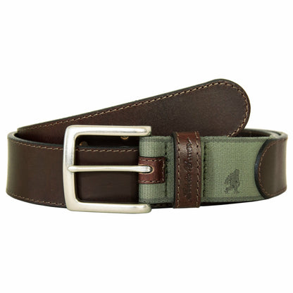 Men's Rugged Leather Belt with Stretch Tab and Sasquatch Design | Eddie Bauer