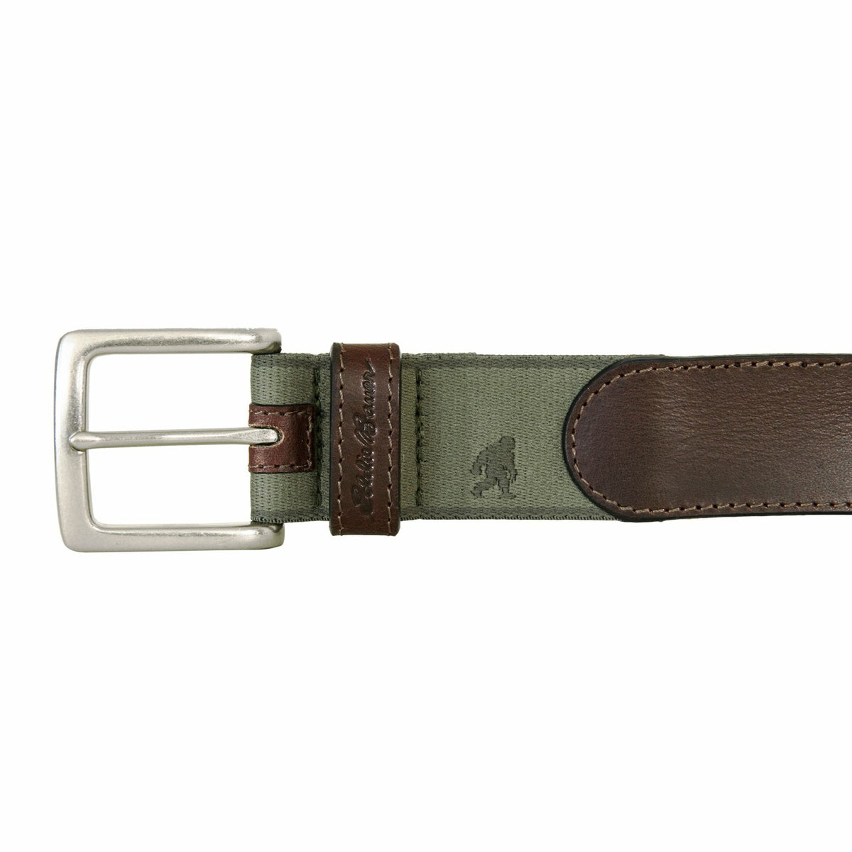 Men's Rugged Leather Belt with Stretch Tab and Sasquatch Design | Eddie Bauer