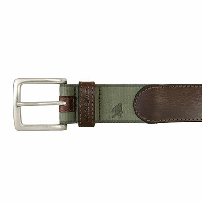 Men's Rugged Leather Belt with Stretch Tab and Sasquatch Design | Eddie Bauer