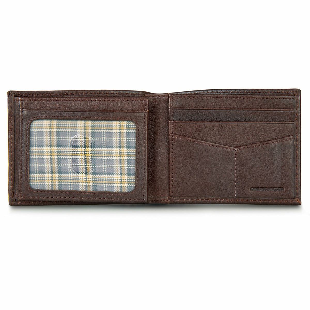 EB Signature Logo Leather Flip ID Bifold Wallet | Eddie Bauer