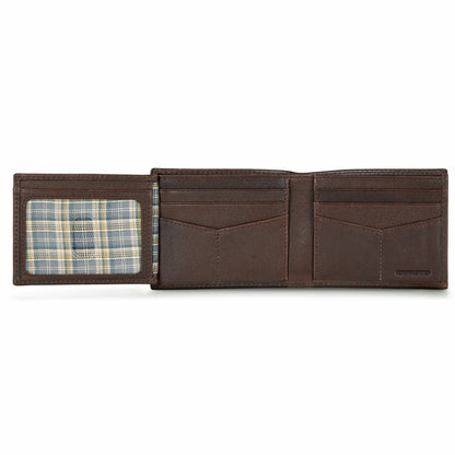 EB Signature Logo Leather Flip ID Bifold Wallet | Eddie Bauer