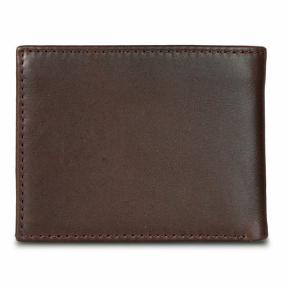 EB Signature Logo Leather Flip ID Bifold Wallet | Eddie Bauer