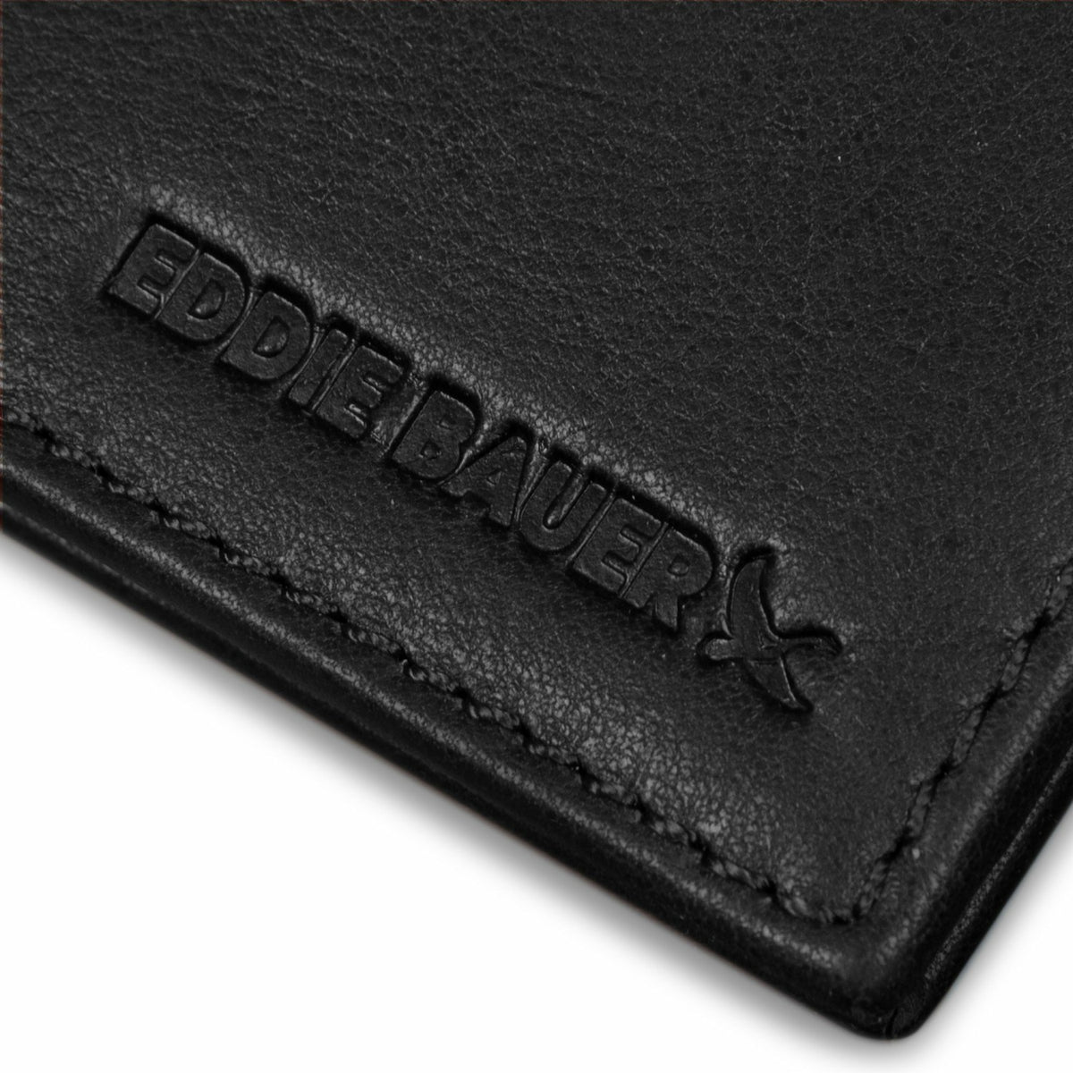 EB Signature Logo Leather Flip ID Bifold Wallet | Eddie Bauer