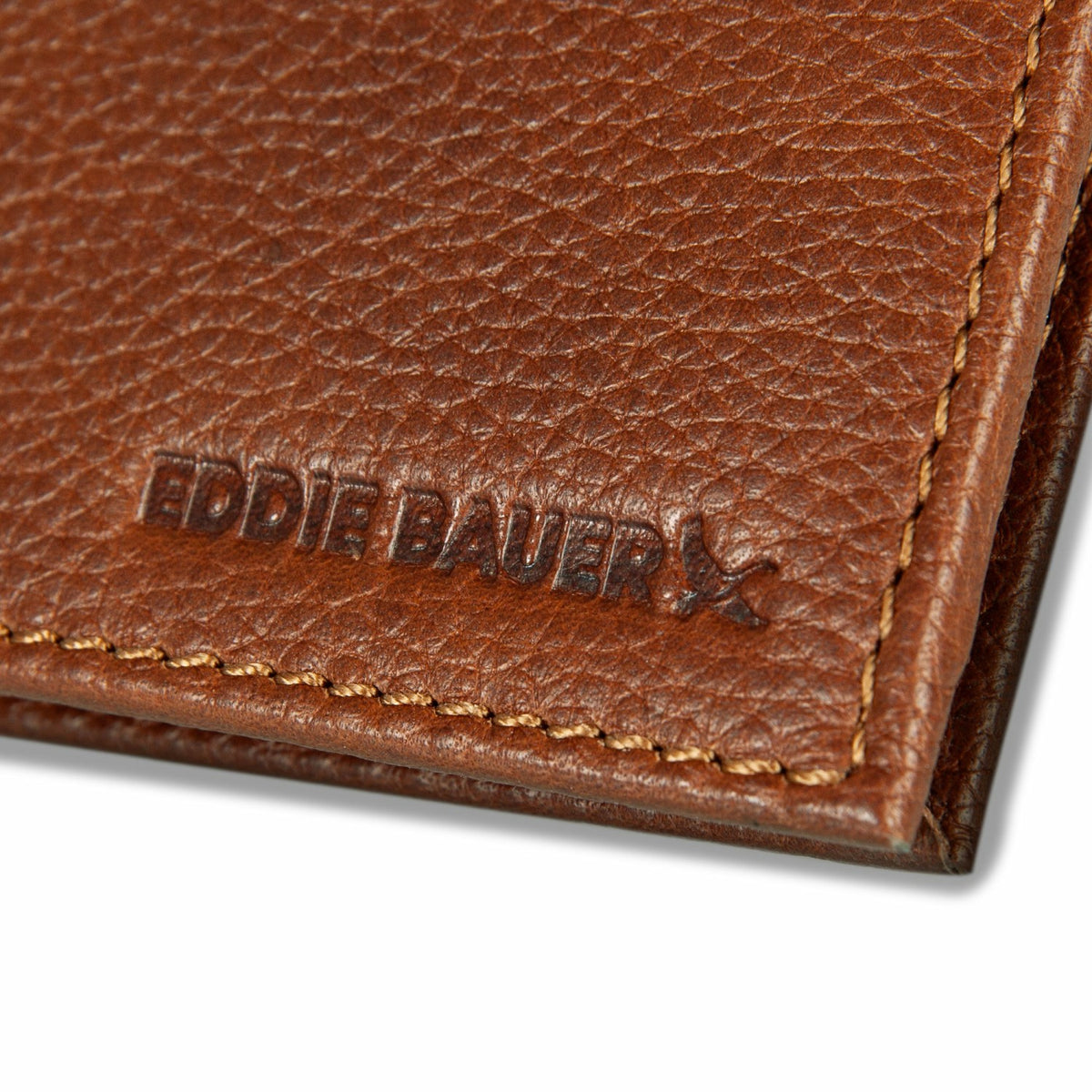 EB Signature Logo Leather Flip ID Bifold Wallet | Eddie Bauer