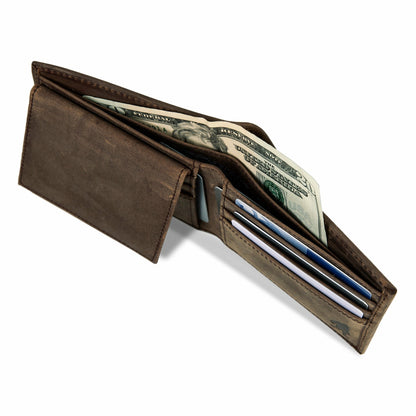 Leather Removable Passcase Wallet with Embossed Sasquatch | Eddie Bauer