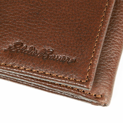 EB Signature Logo Leather Trifold Wallet | Eddie Bauer