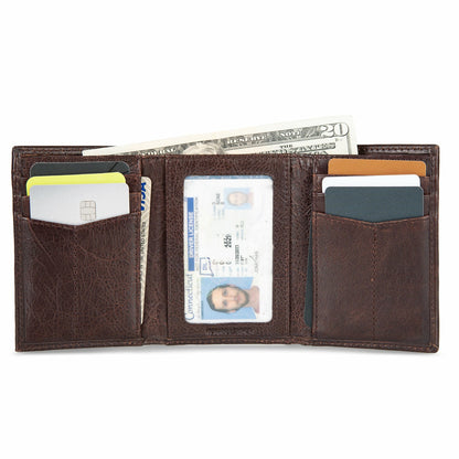 EB Signature Logo Leather Trifold Wallet | Eddie Bauer