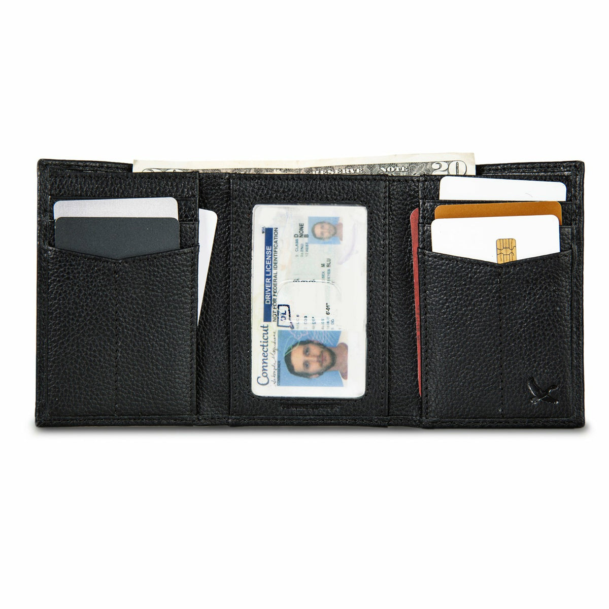 EB Signature Logo Leather Trifold Wallet | Eddie Bauer