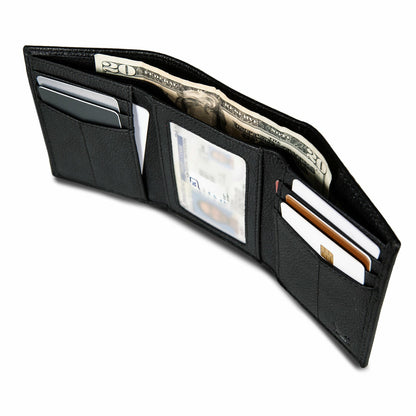 EB Signature Logo Leather Trifold Wallet | Eddie Bauer