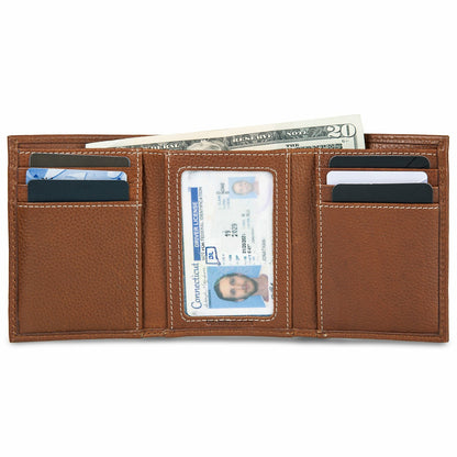 EB Signature Top Stitch Leather Trifold Wallet | Eddie Bauer